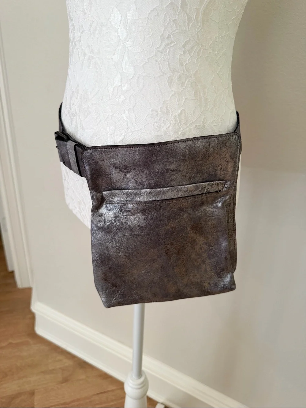 Annette Gortz Metallic Silver Leather Hip Belt Bag